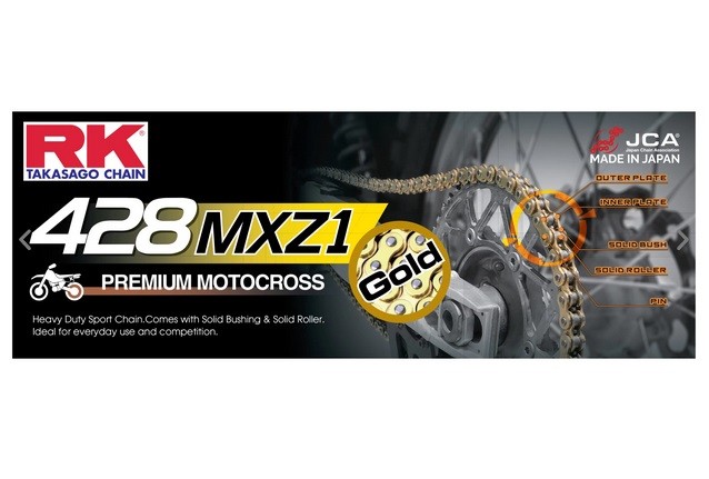 Rk 428MXZ1-120 428 MXZ1 fits Mini™ Racing Non-Sealed Chain – 120 Links – Natural