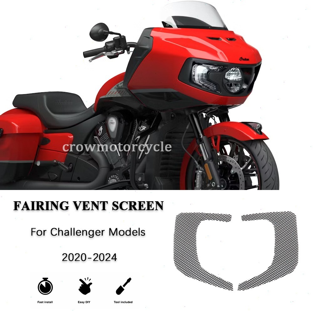 For Indian Challenger 2020+24 Fairing Mesh Vent Screen Accent Front Grills Black