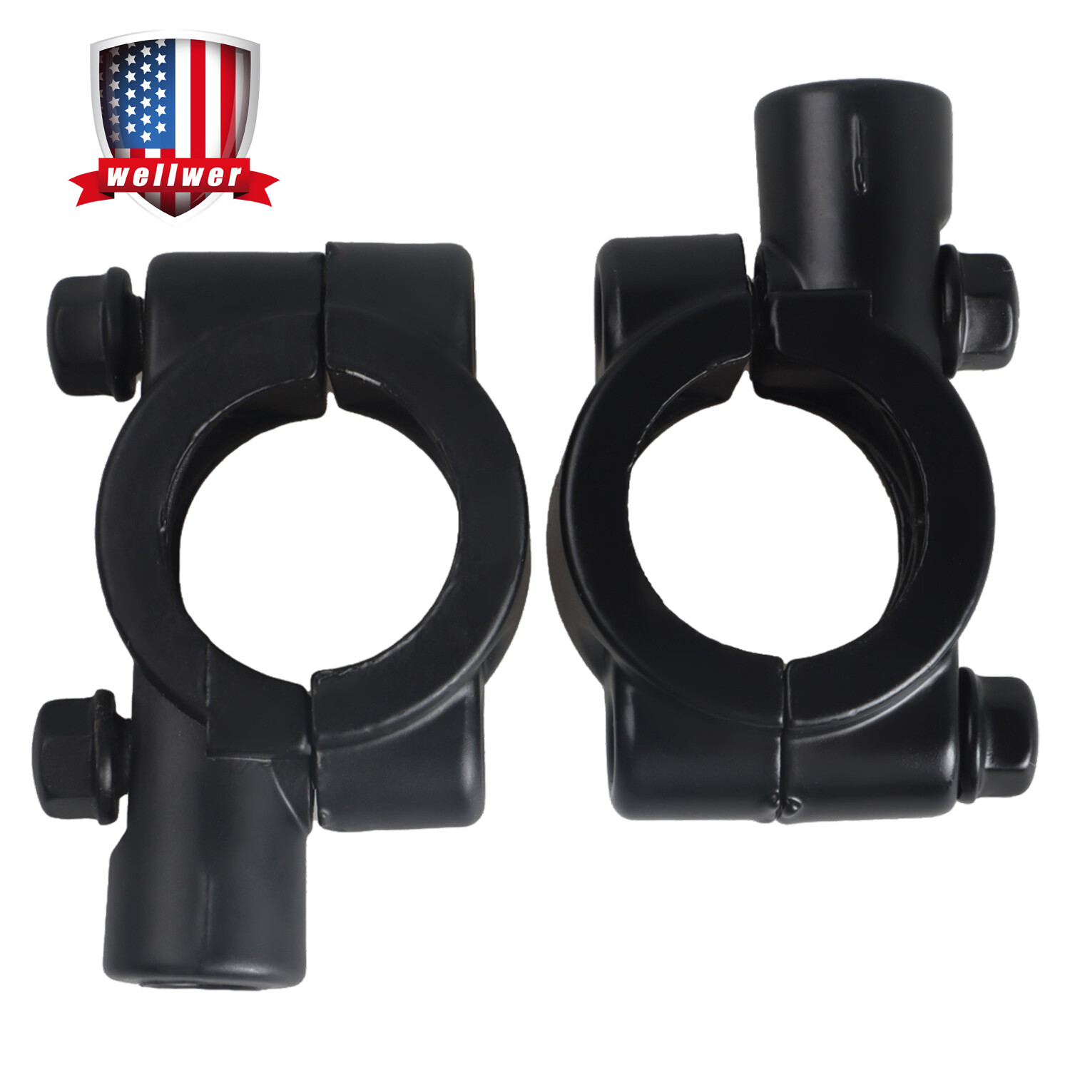 2x Universal Motorcycle Handle Bar Mirror Mount Holder Clamp Adaptor 7/8″ 8mm