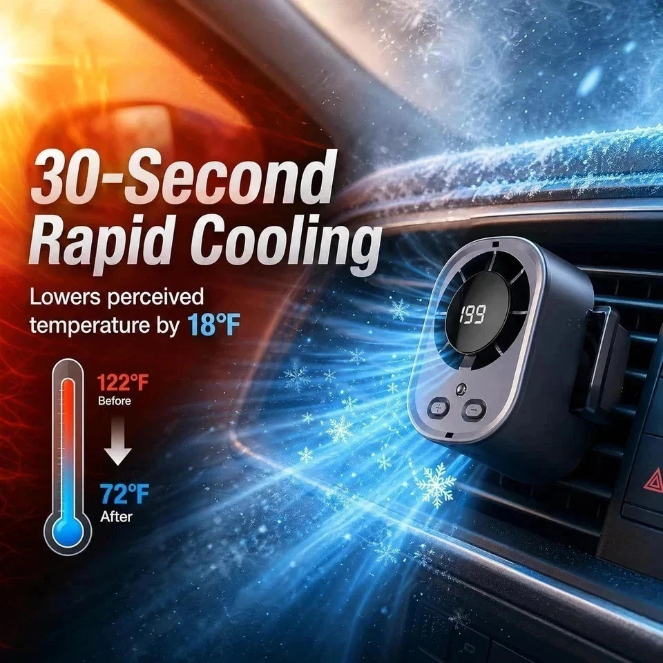 Clip On Air Conditioner for Car, 2026 Portable Car Air Conditioner 360° Rotation