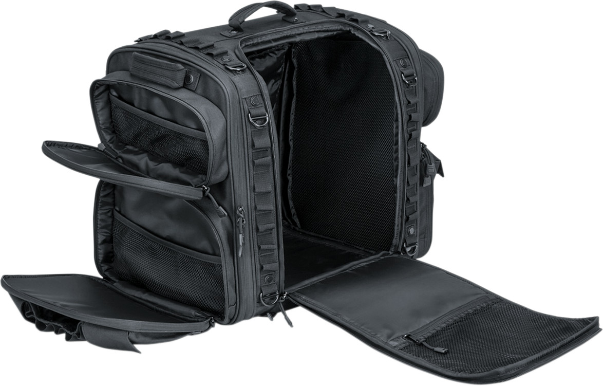 Kuryakyn 5284 Black Textile Momentum Road Warrior Rear Rack Bag for Harley