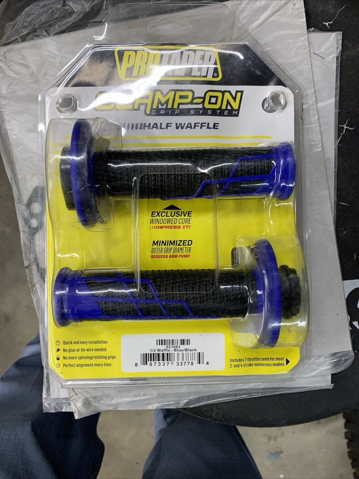 ProTaper Half Waffle Clamp-On Grips Blue/Black 7/8″ Handlebar 021663