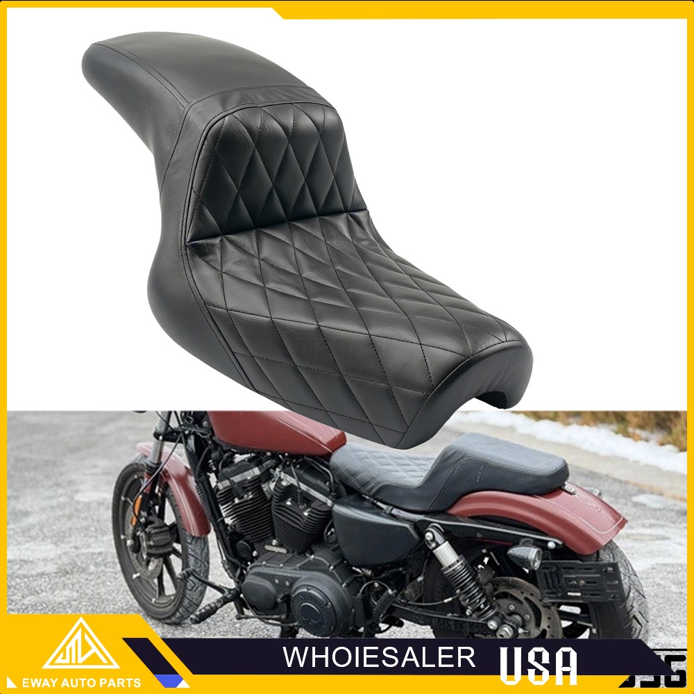 PU Driver Passenger 2-up Seat For Harley Sportster XL Iron 883 1200 2.3-3.5GAL