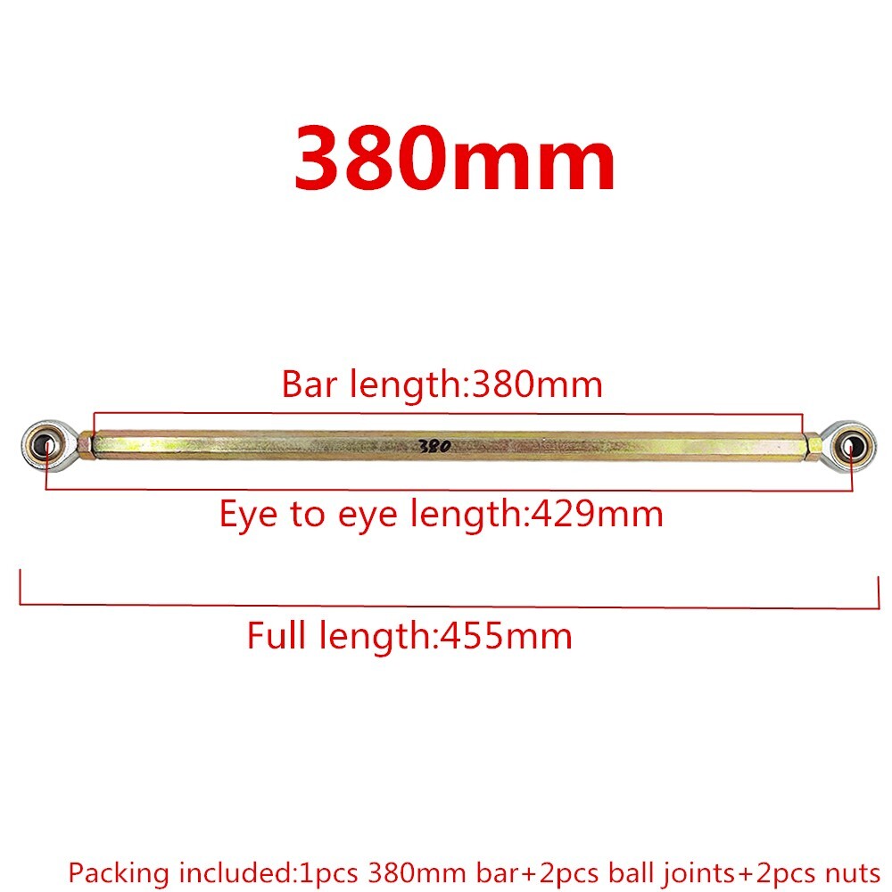 Steering 380mm/14.96″ Tie Bar Linkage Left Right M10 Thread Round Ball Joint Kit