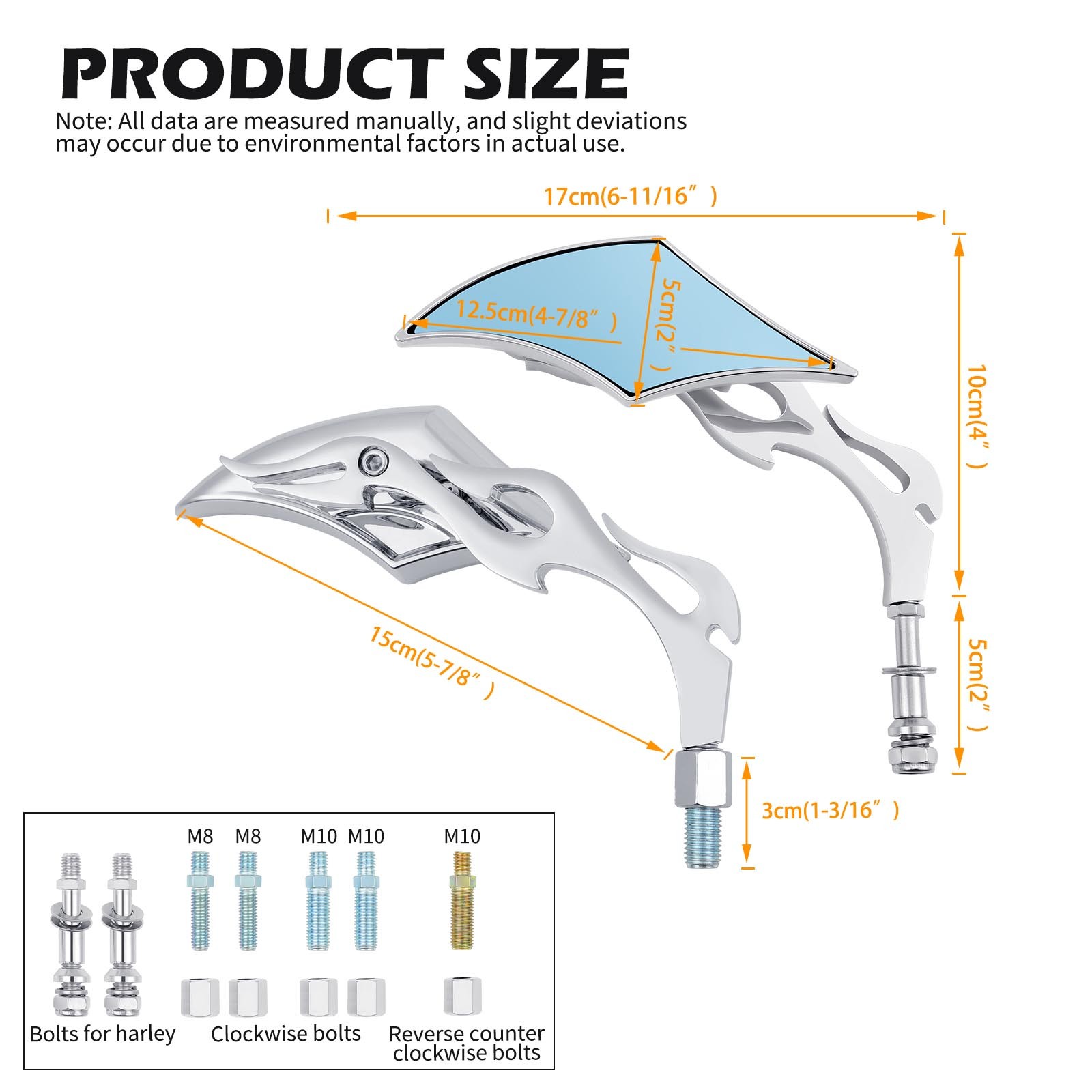 Chrome Flame Motorcycle Rearview Side Mirrors For Honda Fury VT1300CX Chopper