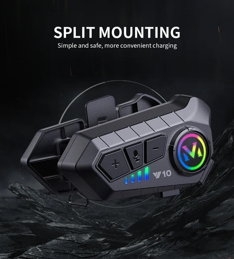 Motorcycle Bluetooth Helmet Headset Intercom Speaker Music Share Headphone US