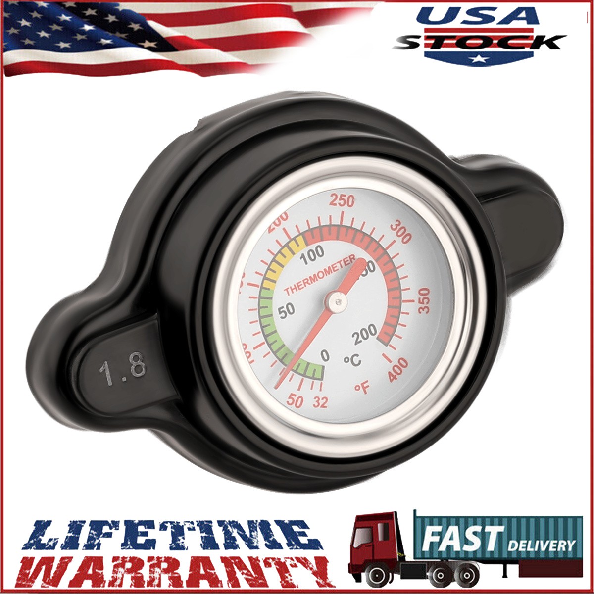 NEW High Pressure Radiator Cap w/ Temperature Gauge 1.8 Bar Radiator Cap 25.6Psi