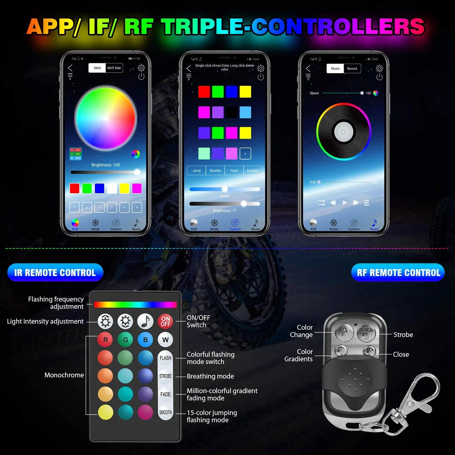 RGB LED Strip Under Car Tube Underglow Underbody System Neon Light Kit Light Bar