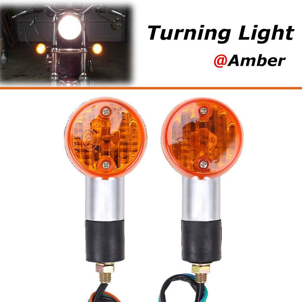 1 PAIR Chrome Amber Motorcycle Turn Signal Brake Blinker Lights For Harley USA