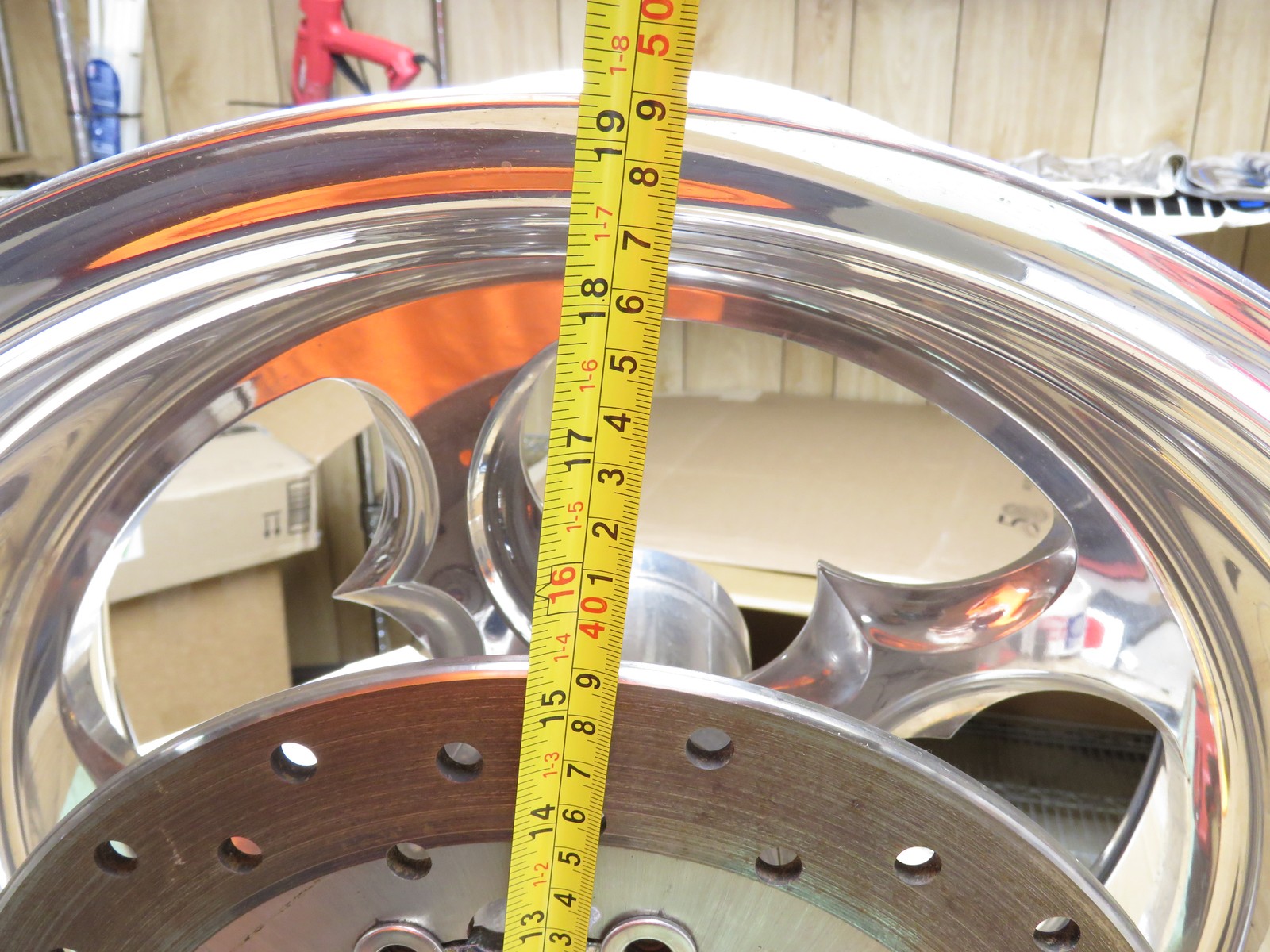 Polished Aluminum Rear Wheel & Chrome Rotor for Chopper or Custom Bike