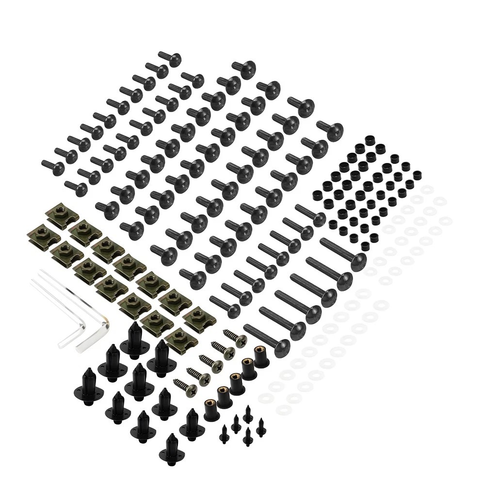 Black Alluminum Set Fairing Bolt Screws Complete Motorcycle Fit Mudgard 195pcs