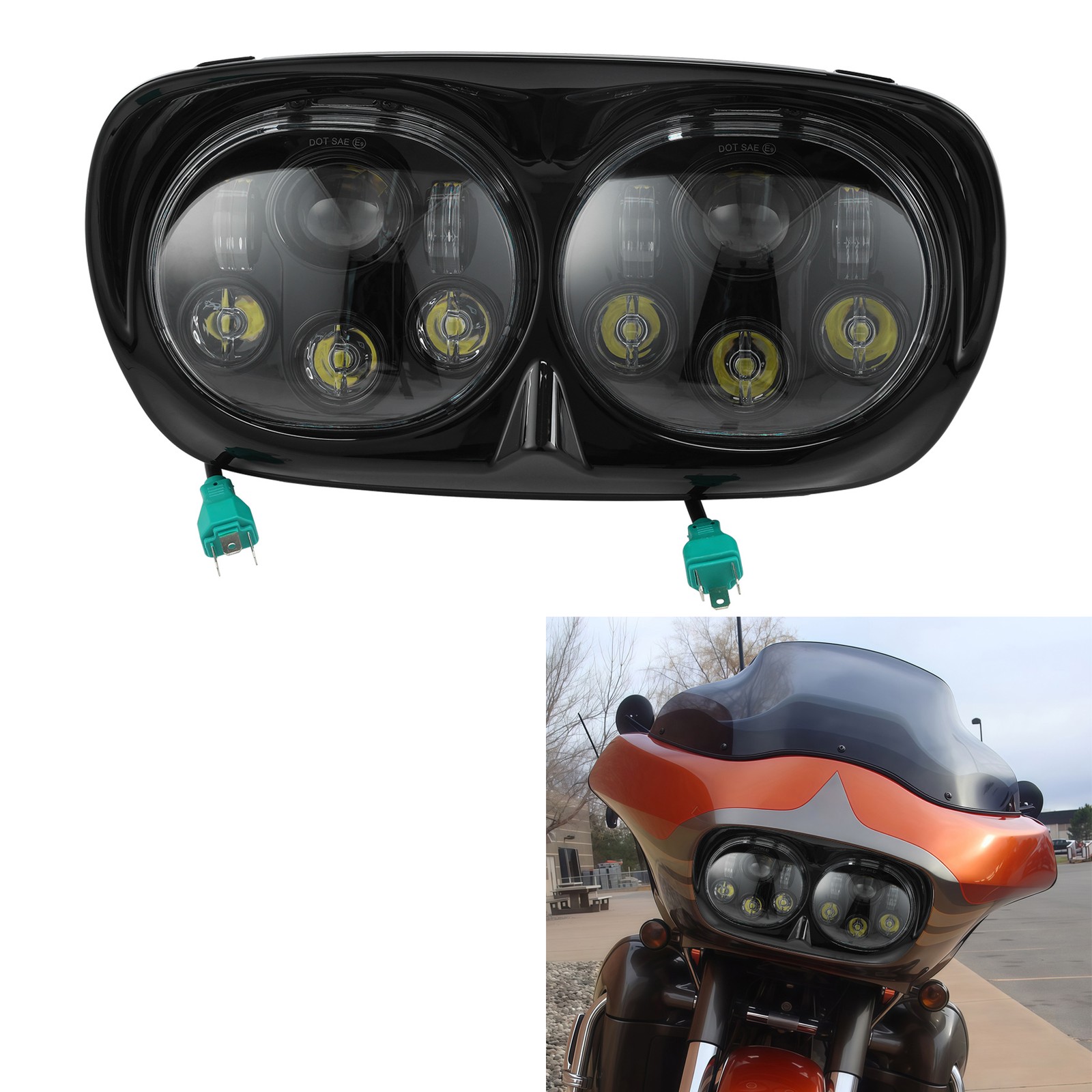 Front Fairings With 5.75” Dual Headlight Fit For Harley Road Glide 1998-2013