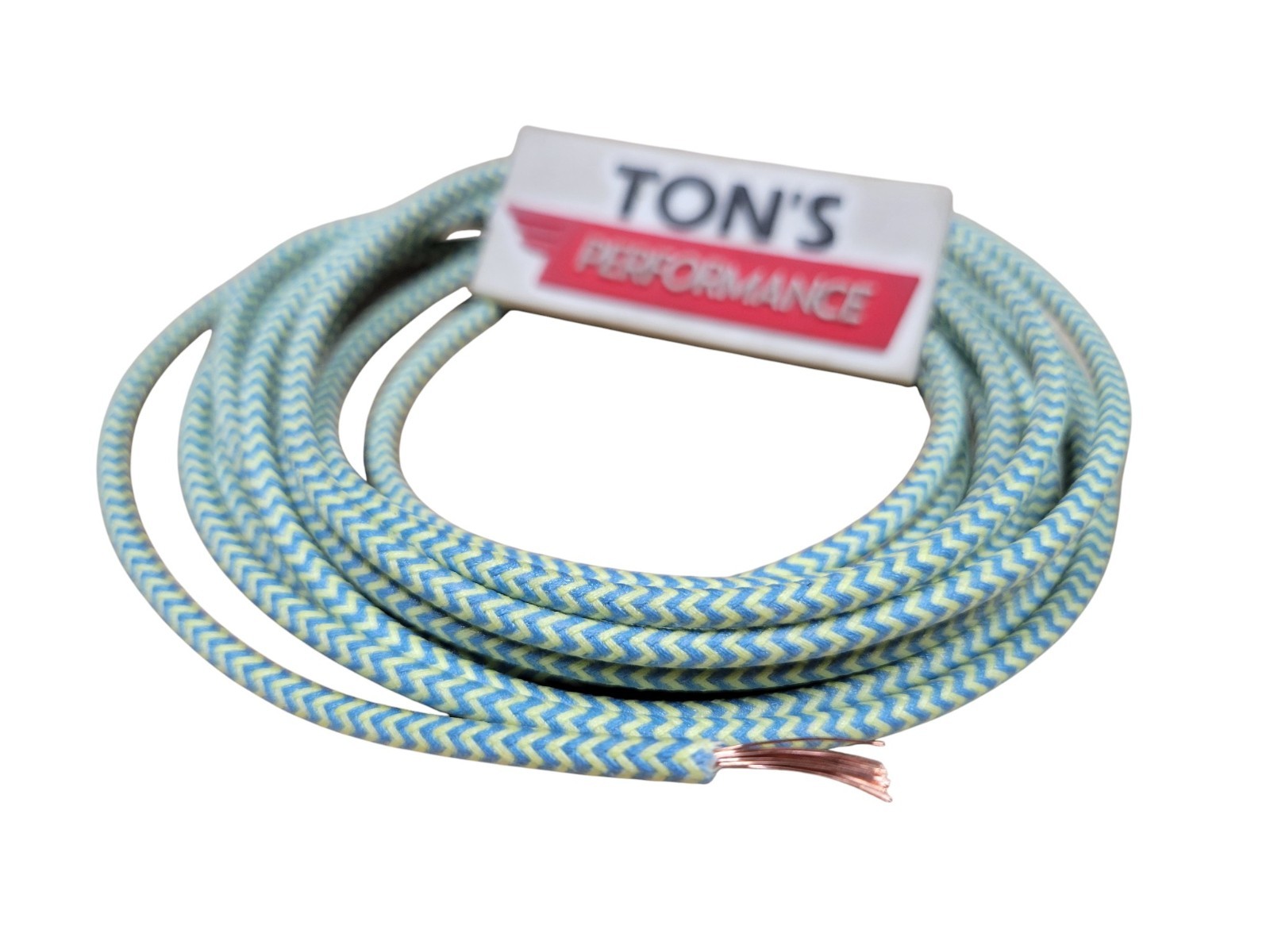 5 feet Vintage Braided Cloth Covered Primary Wire 16 gauge 16ga Blue Yellow Herr