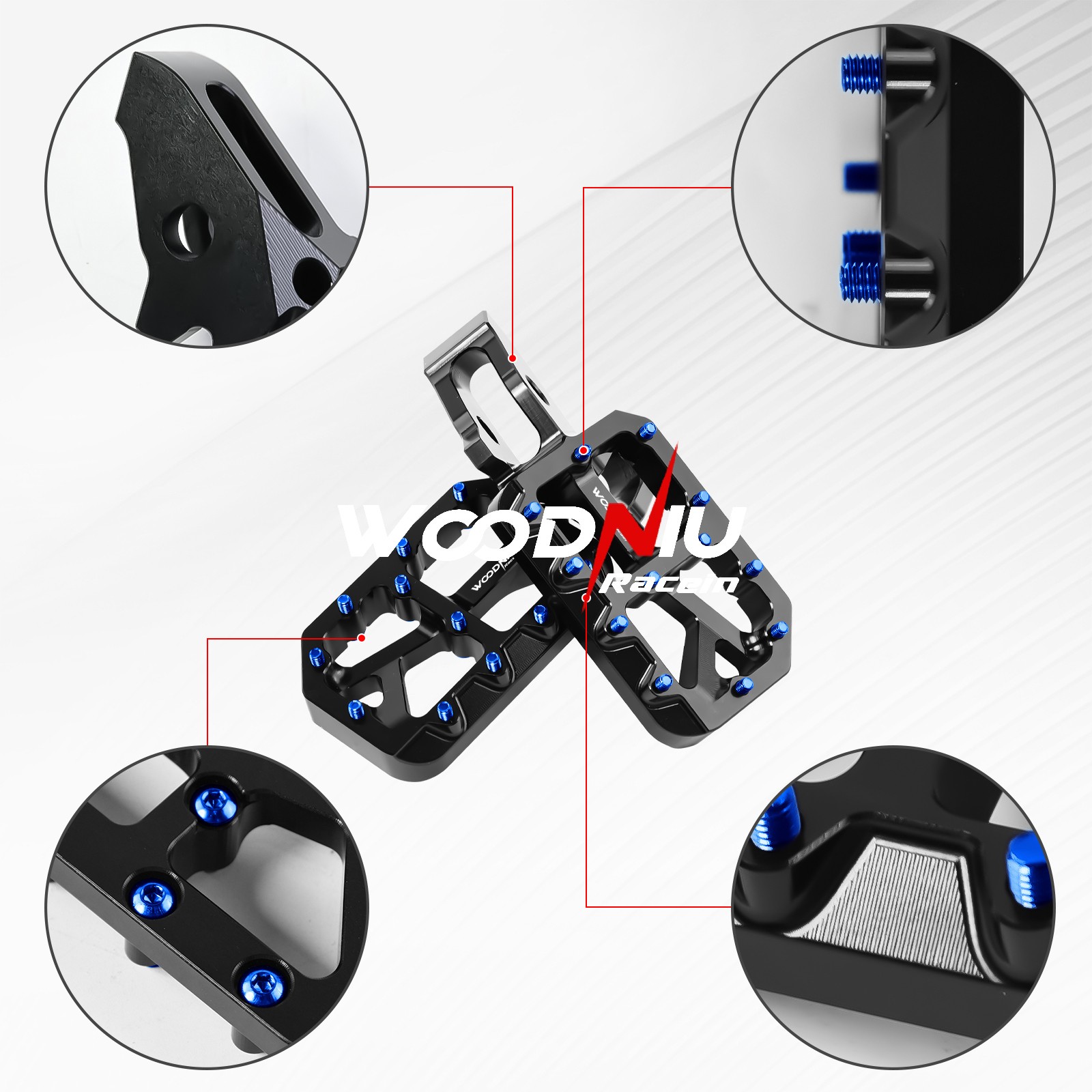 CNC Aluminum Alloy Wider Footpegs Foot Pegs for Surron Ultra Bee Non-slip Spikes