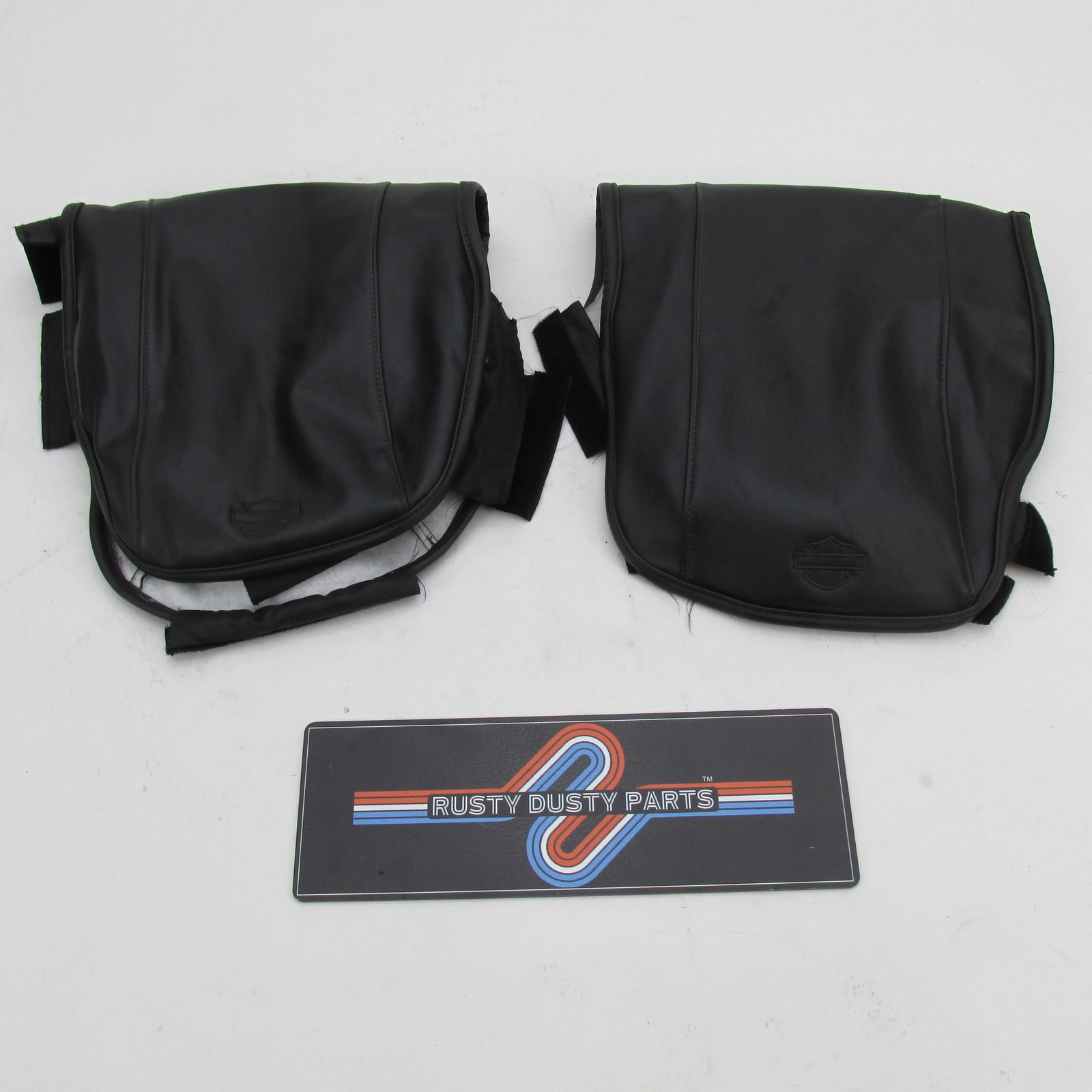 Pair of Harley OEM 93-13 Touring 15″ Synthetic Leather Saddlebag Lid Bras Covers