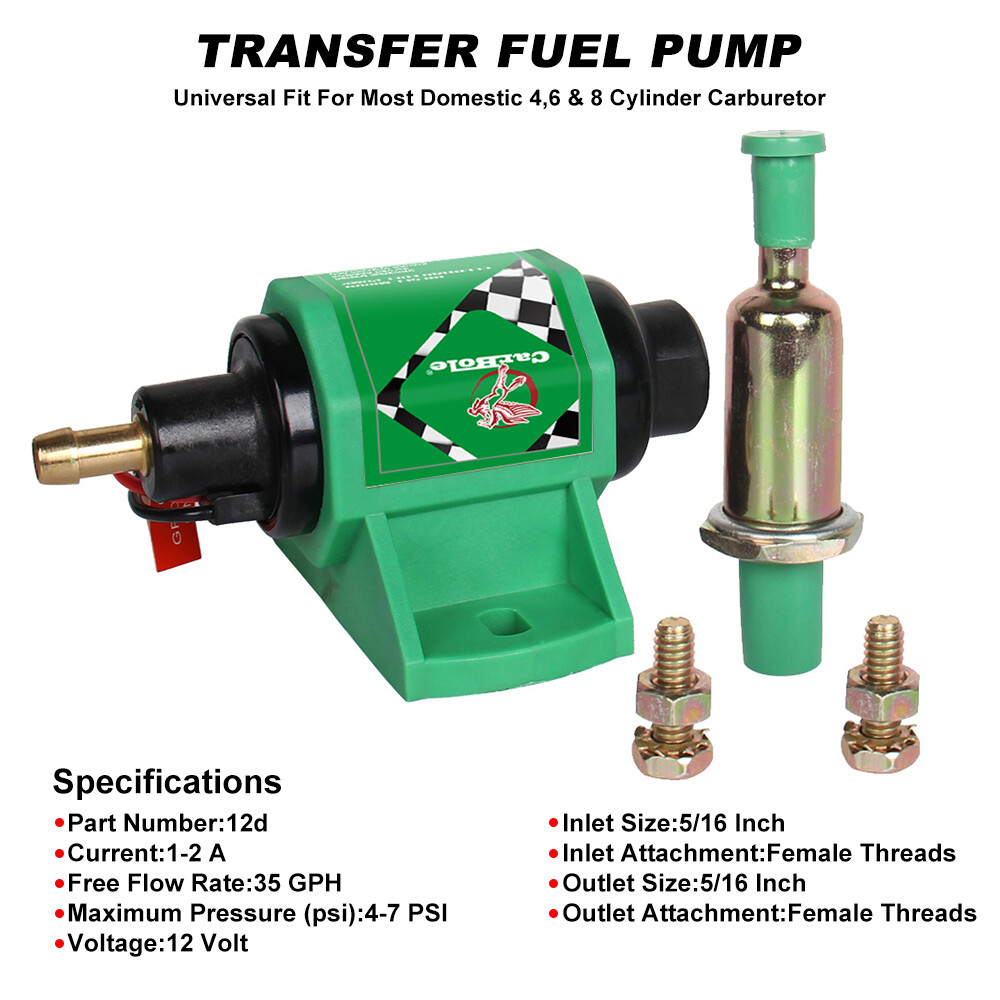Universal Fuel Pump 35GPH 3/8 inch Inlet Outlet Diesel Transfer Pump 4-7PSI 12V