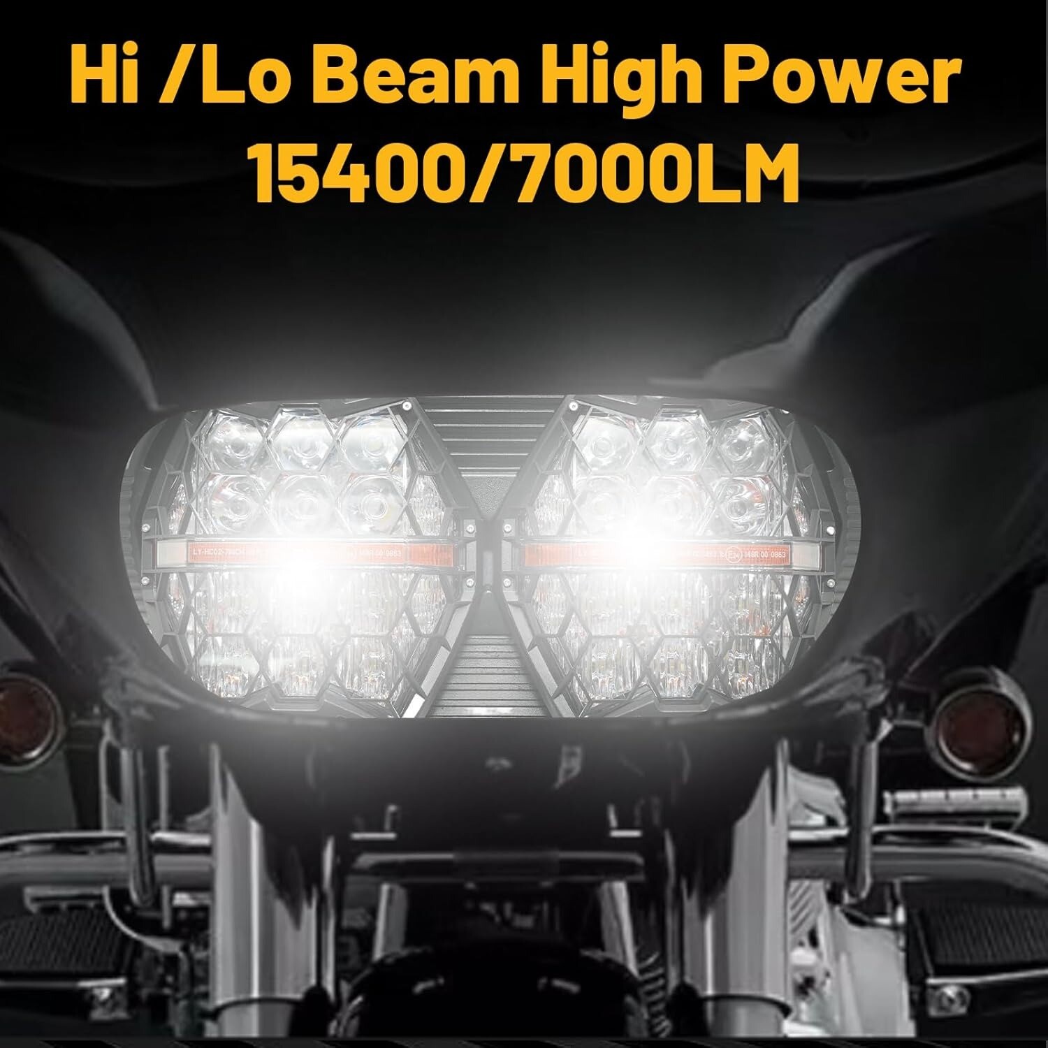 DOT 240W LED Dual Headlight DRL High Low Beam For Road Glide 2015-2023 Plug&Play