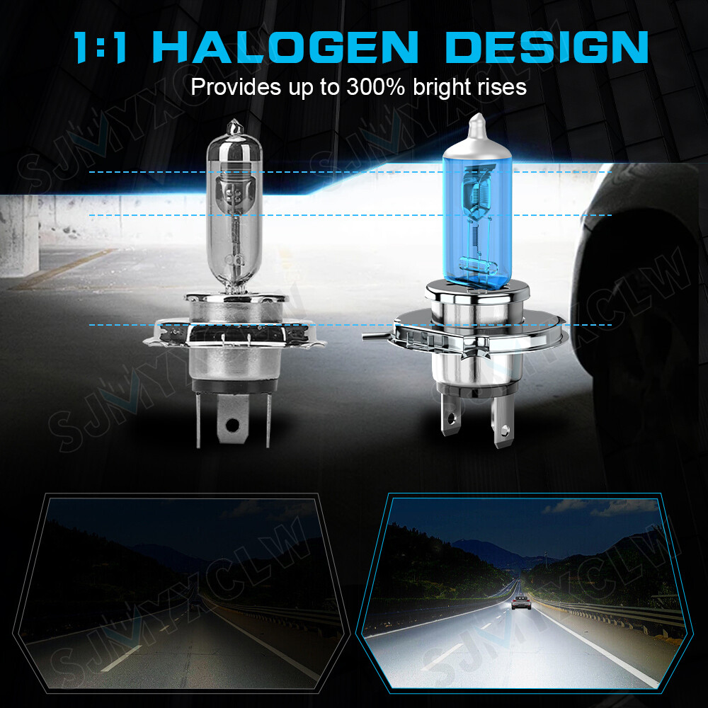 Motorcycle H4 HS1 Halogen Bulb 5000K White Headlight Hi-Lo Beam Light Lamp Bulbs