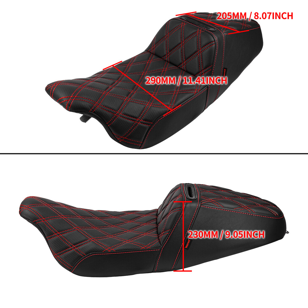 One Piece Seat Diamond Red Stitch Rider Passenger For Harley Electra Glide 97-07