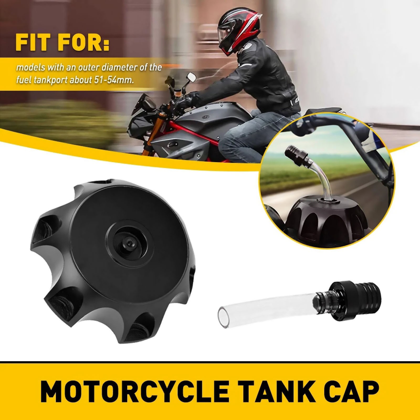 Gas Tank Cap Vent Air Valve Breather Tube For CNC Aluminum Dirt Bike Black
