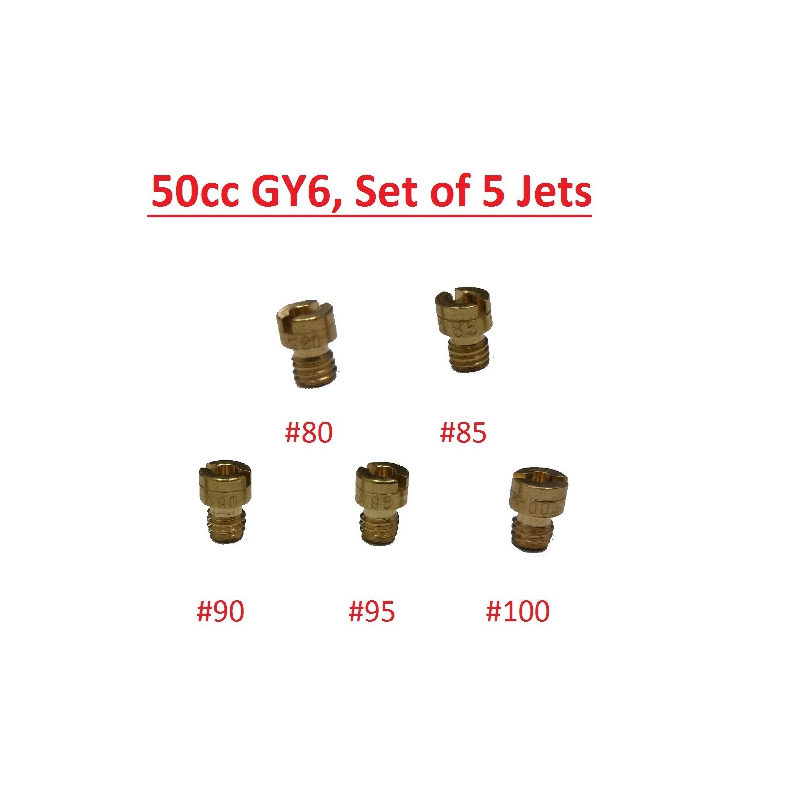 Set of 5 CVK Main Jets for Chinese 50cc 80cc 100cc GY6 Carburetor Scooter Moped
