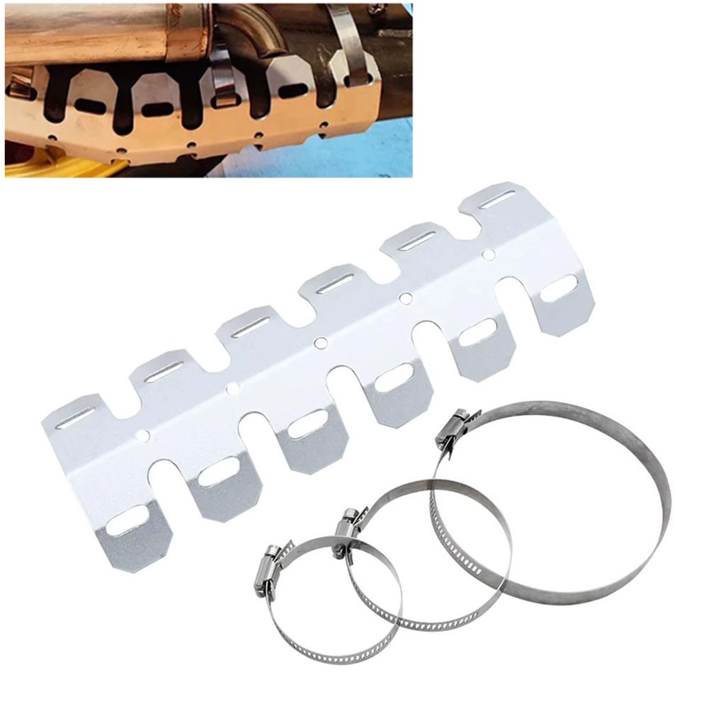Motorcycle Universal 9.8in Exhaust Pipe Metal Heat Shield Cover ATV Dirt Bike