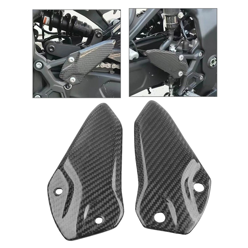 Carbon Fiber Foot Peg Heel Plates Guard For Kawasaki ZX4R ZX4RR ZX25R All year