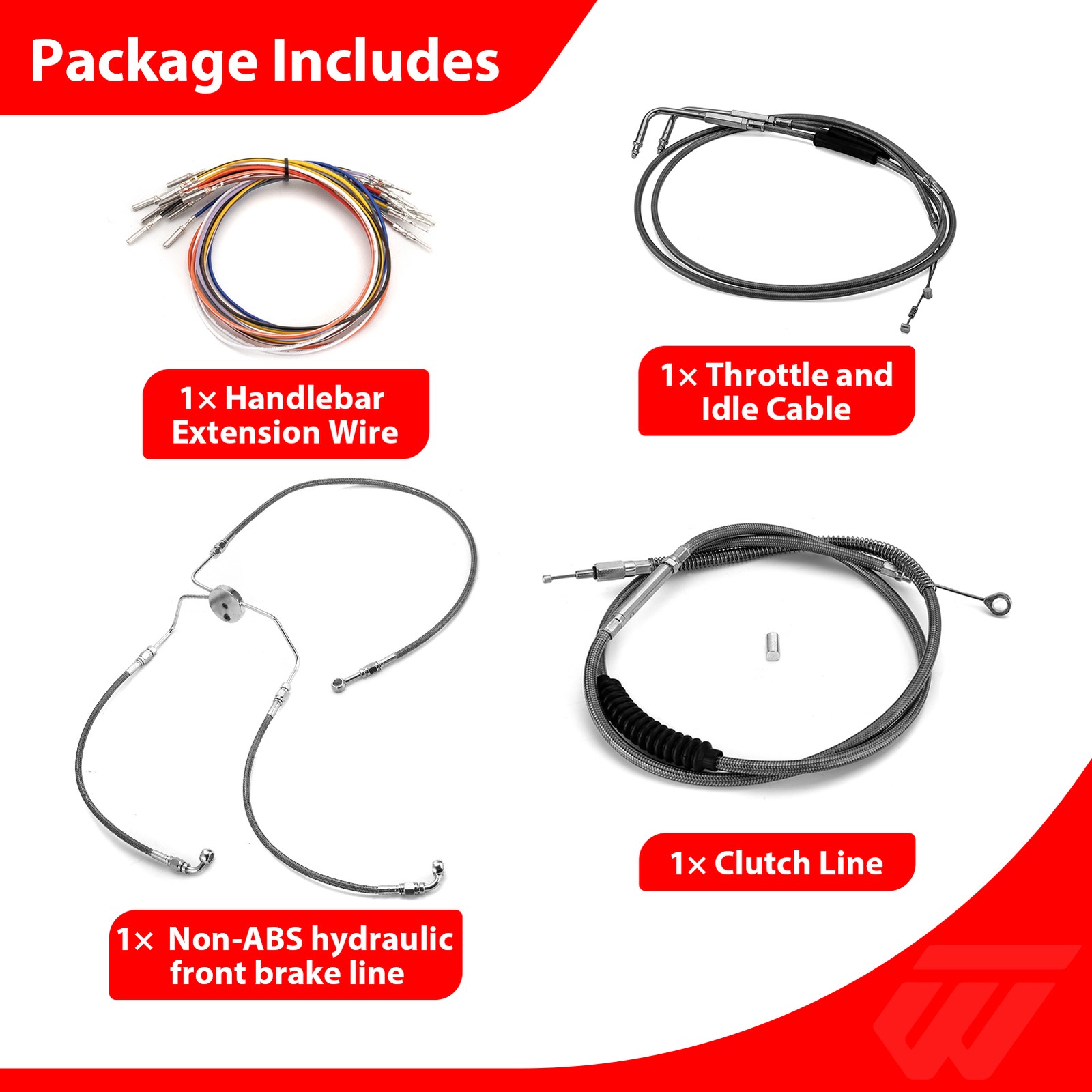 Black Extended 14″-16″ Handlebar Cable Kit For Harley Touring Road Glide King