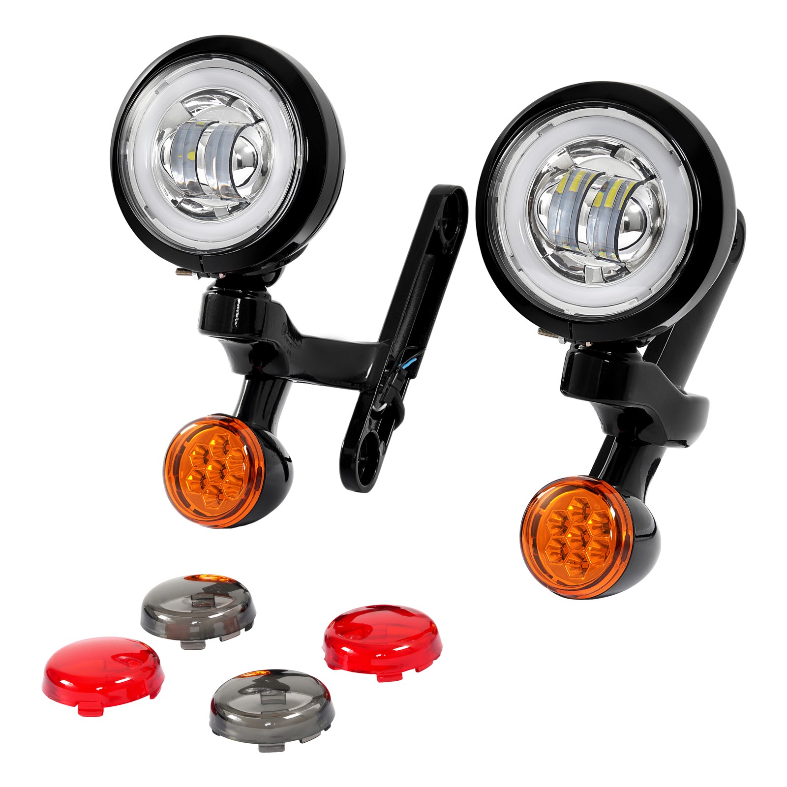 Fog Light Bracket Turn Signal LED For Harley Road King Street Glide 1994-2024