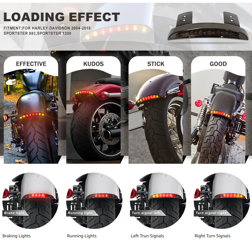 Smoke Motorcycle Bobber Chopper Cafe Racer LED Rear Turn Signal Brake Tail Light