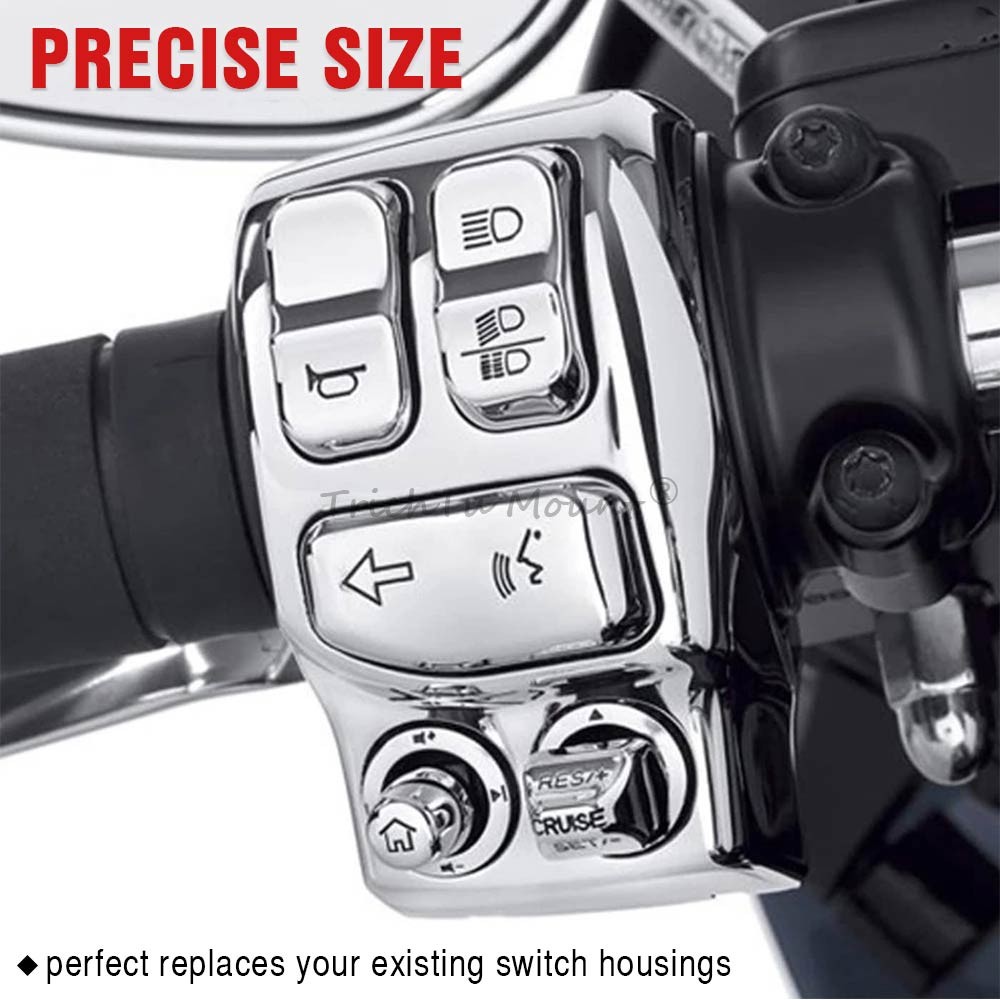 Chrome Handlebar Control Switch Housing Cover For Harley Road Glide Street Glide
