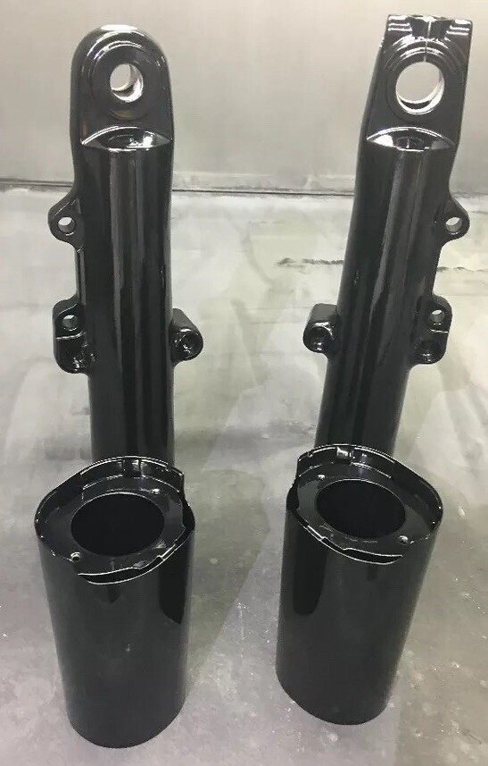 Harley TOURING 2014-2026 ELECTRA GLIDE Fork Sliders LEGS GLOSS BLACK POWDER COAT