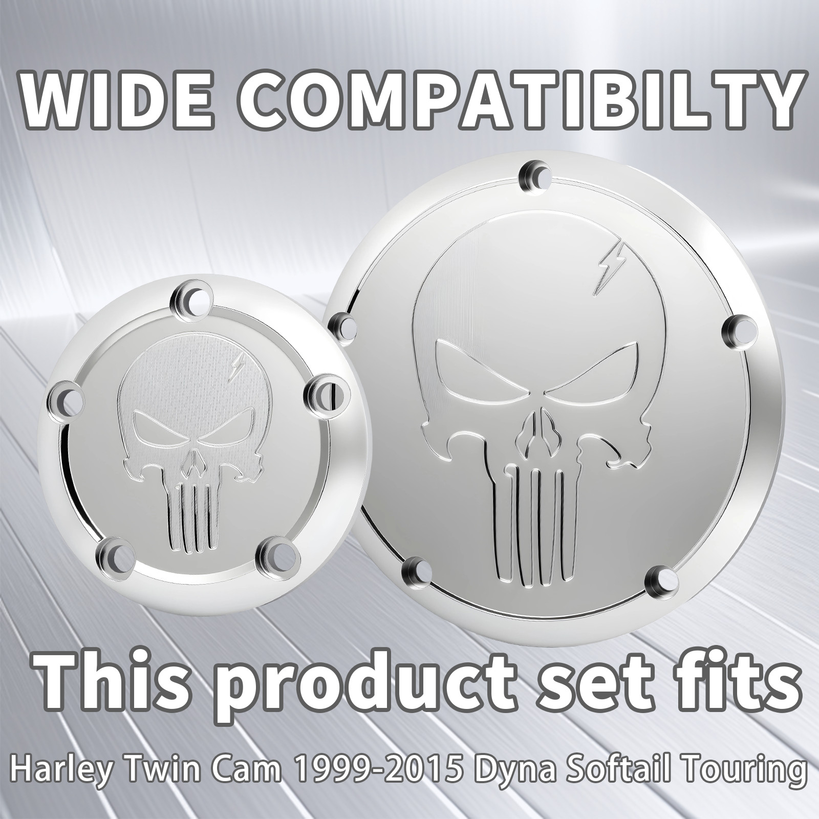 Chrome Skull Derby Timing Timer Cover For Harley Dyna Electra Road Glide Softail