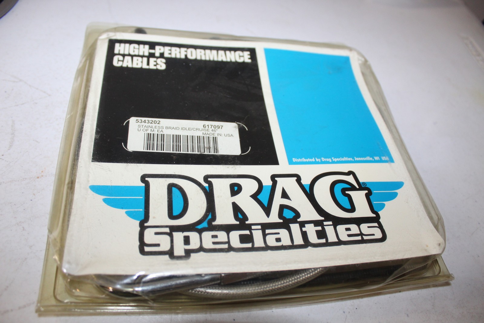 NEW Drag Specialties 5343202 Alternative Length Braided Idle Cable – 46in. HD