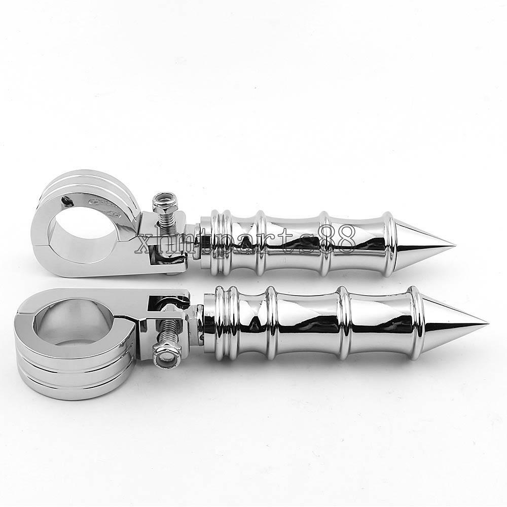 2x Motorcycle 38mm Crash Highway Bar Engine Guard Foot Pegs Mount Clamp 1.5inch