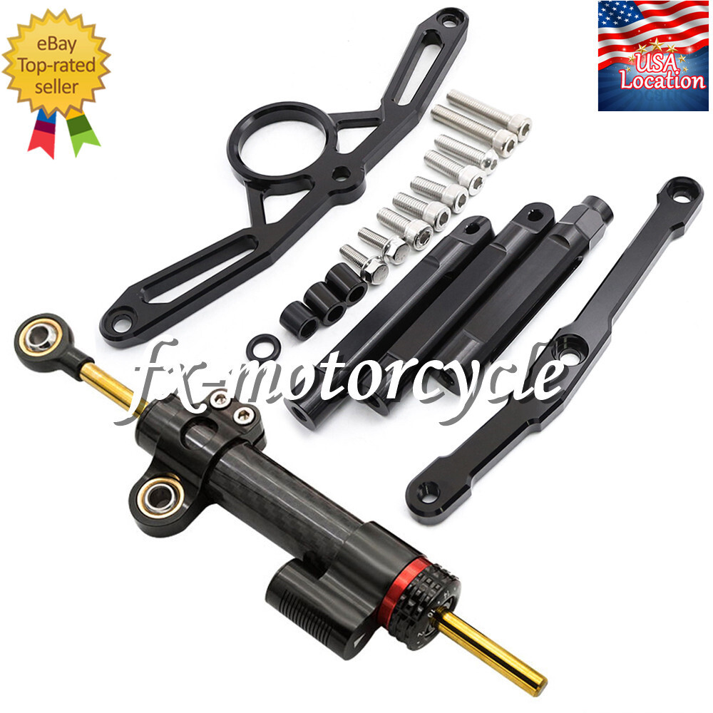 For Yamaha MT09 2021 2022 2023-25 Carbon Fiber Steering Damper Bracket Mount Kit