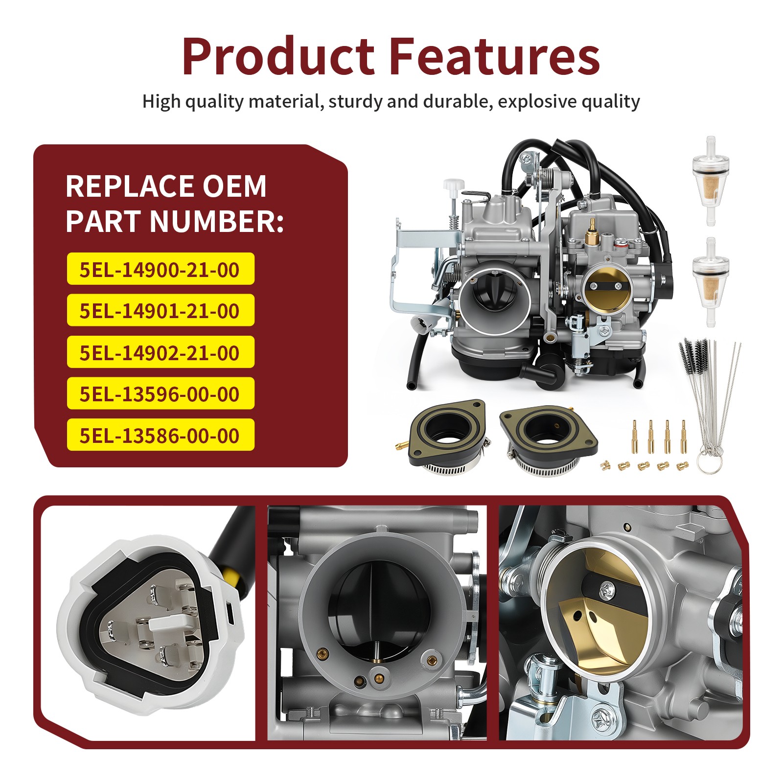 Carburetor w/Intake Boot For Yamaha V-Star 1100 XVS1100 Custom Classic 1999-2005