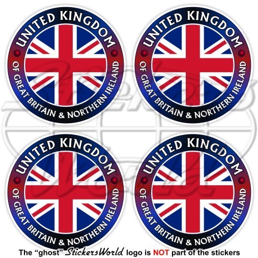 UNITED KINGDOM Great Britain-Northern Ireland Union Jack Roundel 50mm Sticker x4