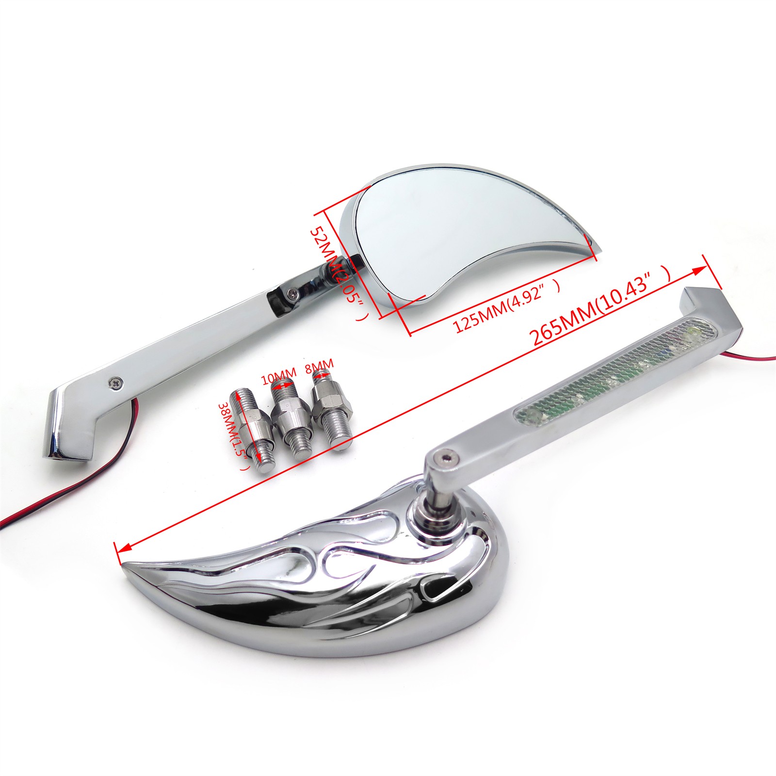 w/ LED Turn Signal Motorcycle Rearview Mirrors for Harley Big Dog Springer Dyna