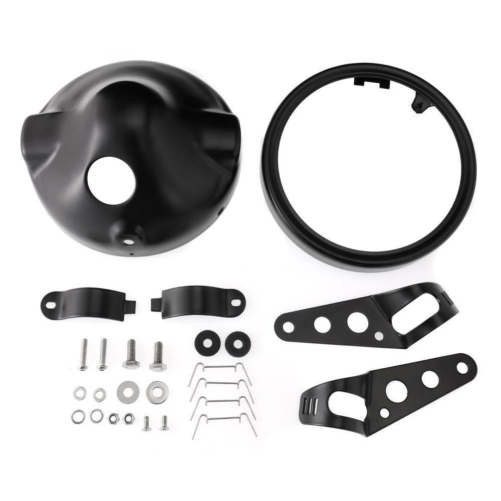 Universal Motorcycle 7″ Round Headlight Headlamp Housing Bucket Matte Black