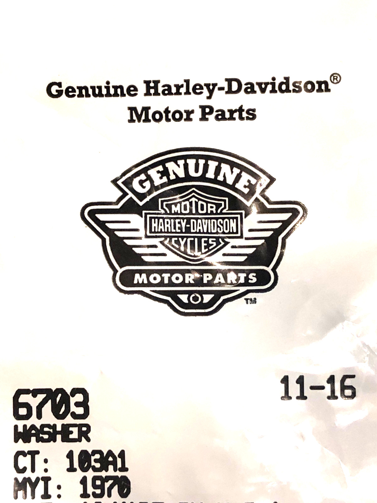OEM NOS Genuine Harley Davidson Motorcycle Original Plain Washer P/N 6703 NEW