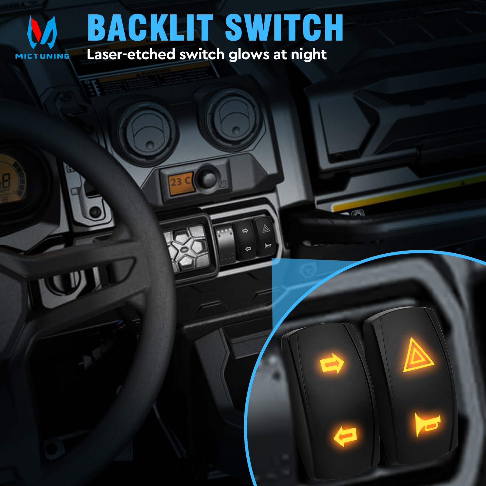 Arrow-Flow Street Legal UTV Turn Signal Kit with 110dB Horn and Rock Switch Kit