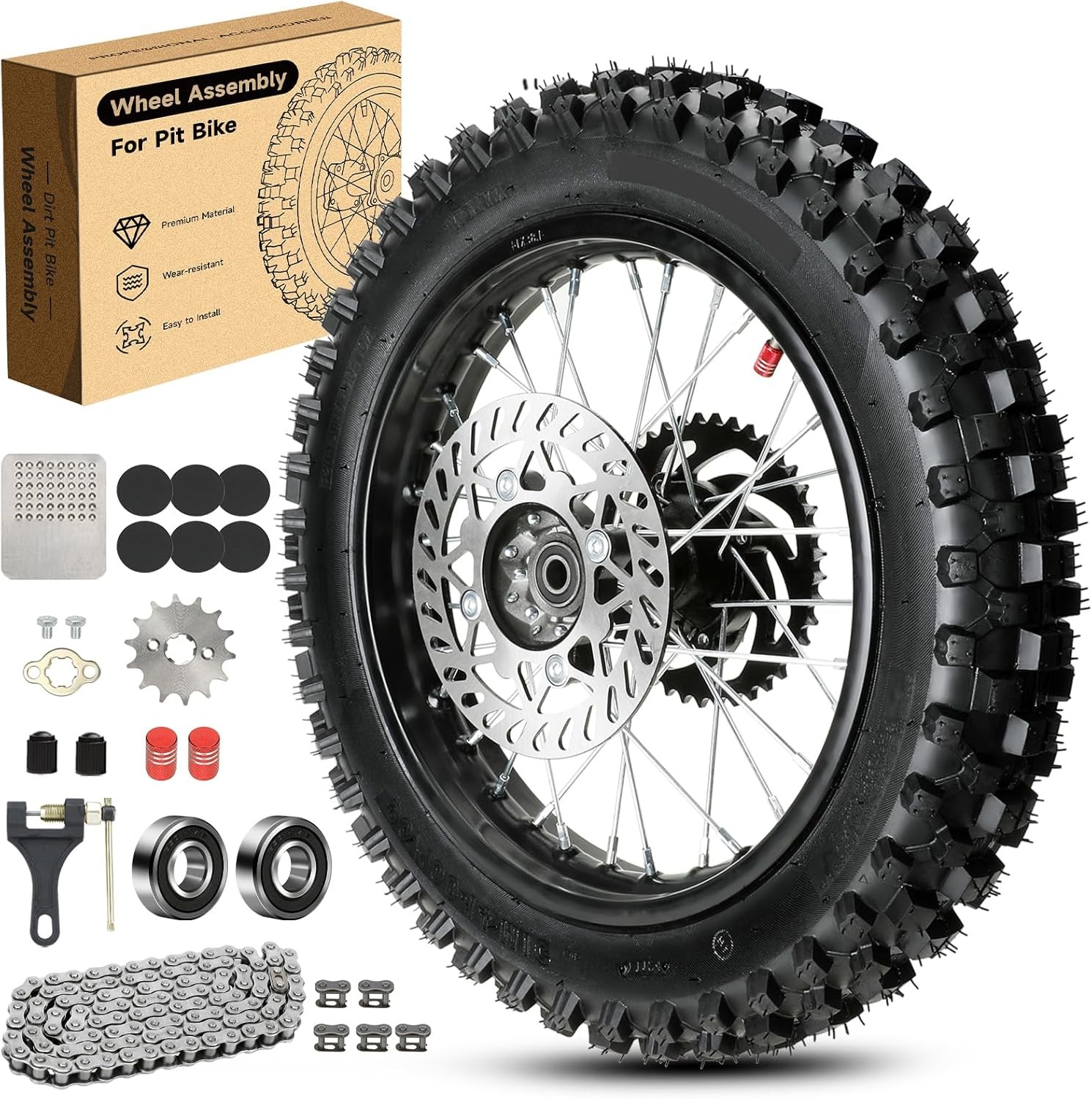 14” Wheel 90/100-14 3.00-14 Rear Tire Rim Assembly For RM80 KLX125 KX85 YZ80