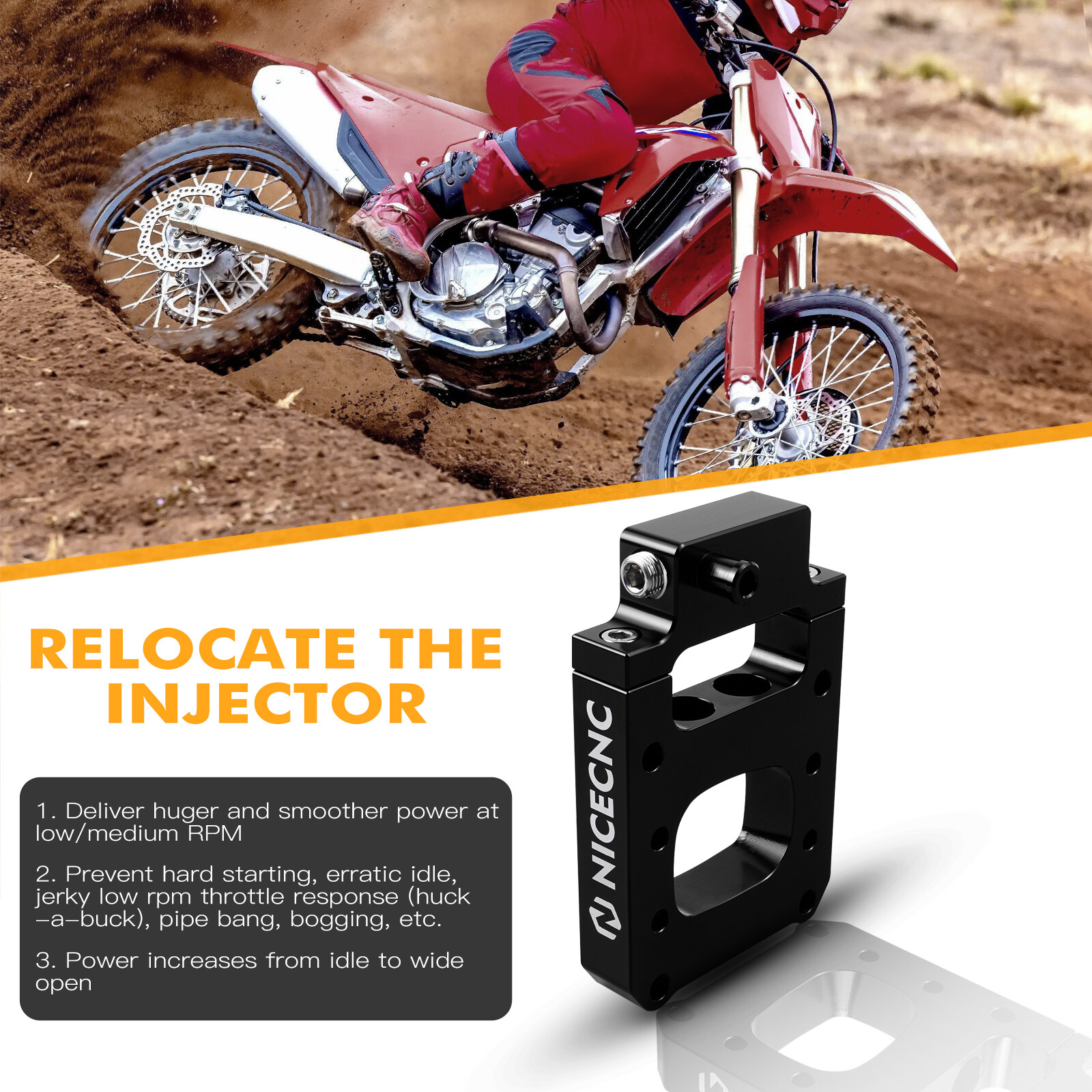 NICECNC TPI Injector Relocation Block For KTM 250 300 XC-W EXC TPi 2019-2023