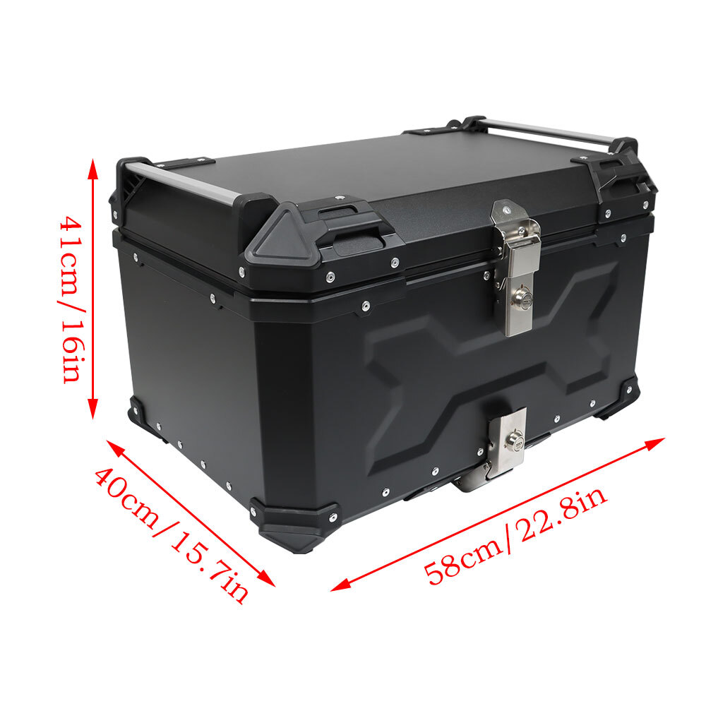 Aluminum Trunk 65L Motorcycle Top Case Waterproof Luggage Storage Tour Tail Box