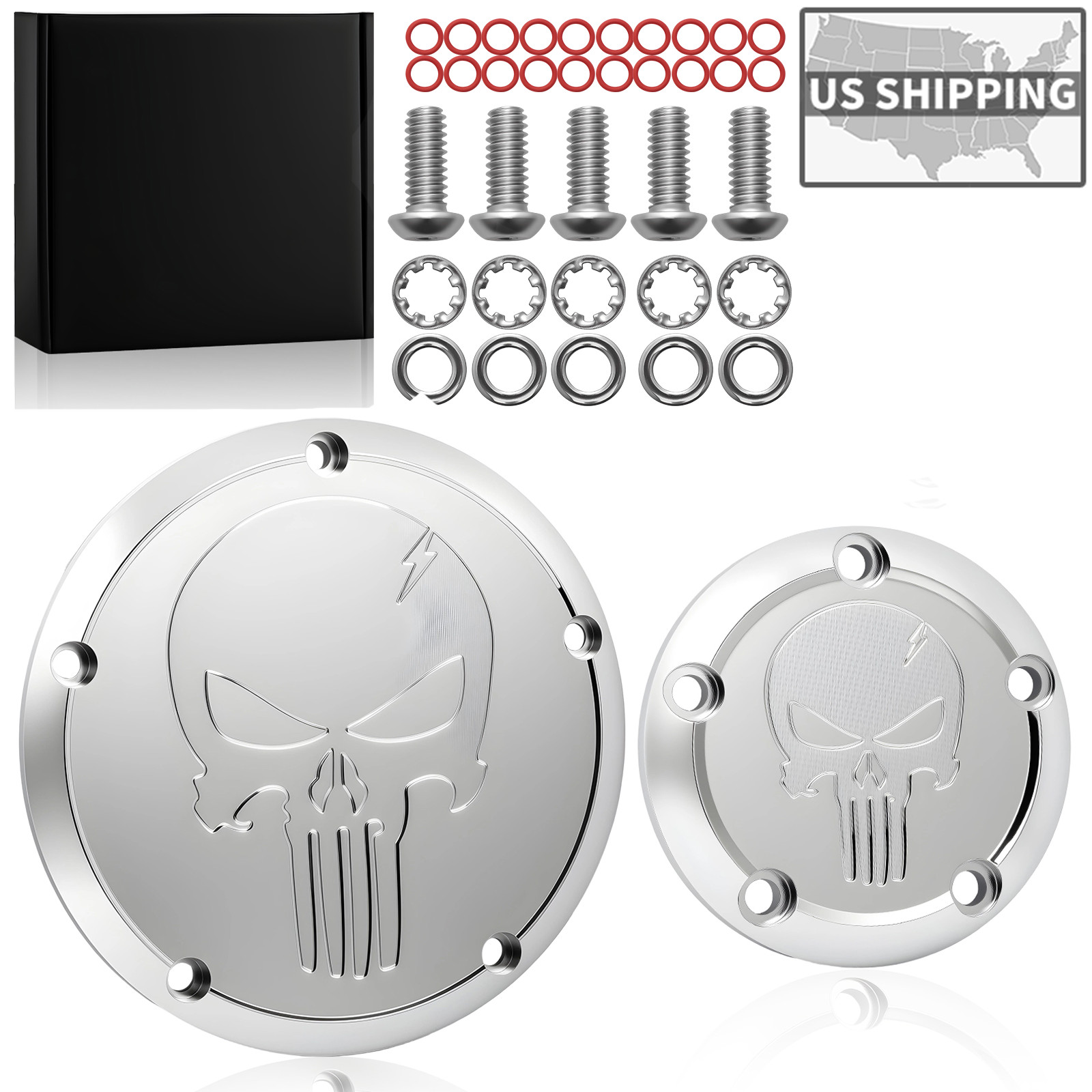 Chrome Skull Derby Timing Timer Cover For Harley Dyna Electra Road Glide Softail