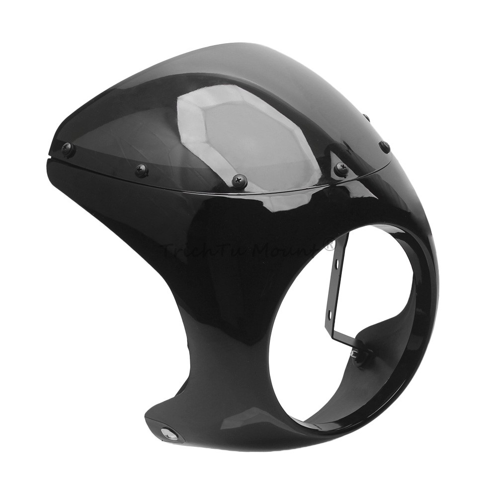 Gloss Black 7″ Round Headlight Windshield Fairing Cover Fit For Cafe Racer Honda