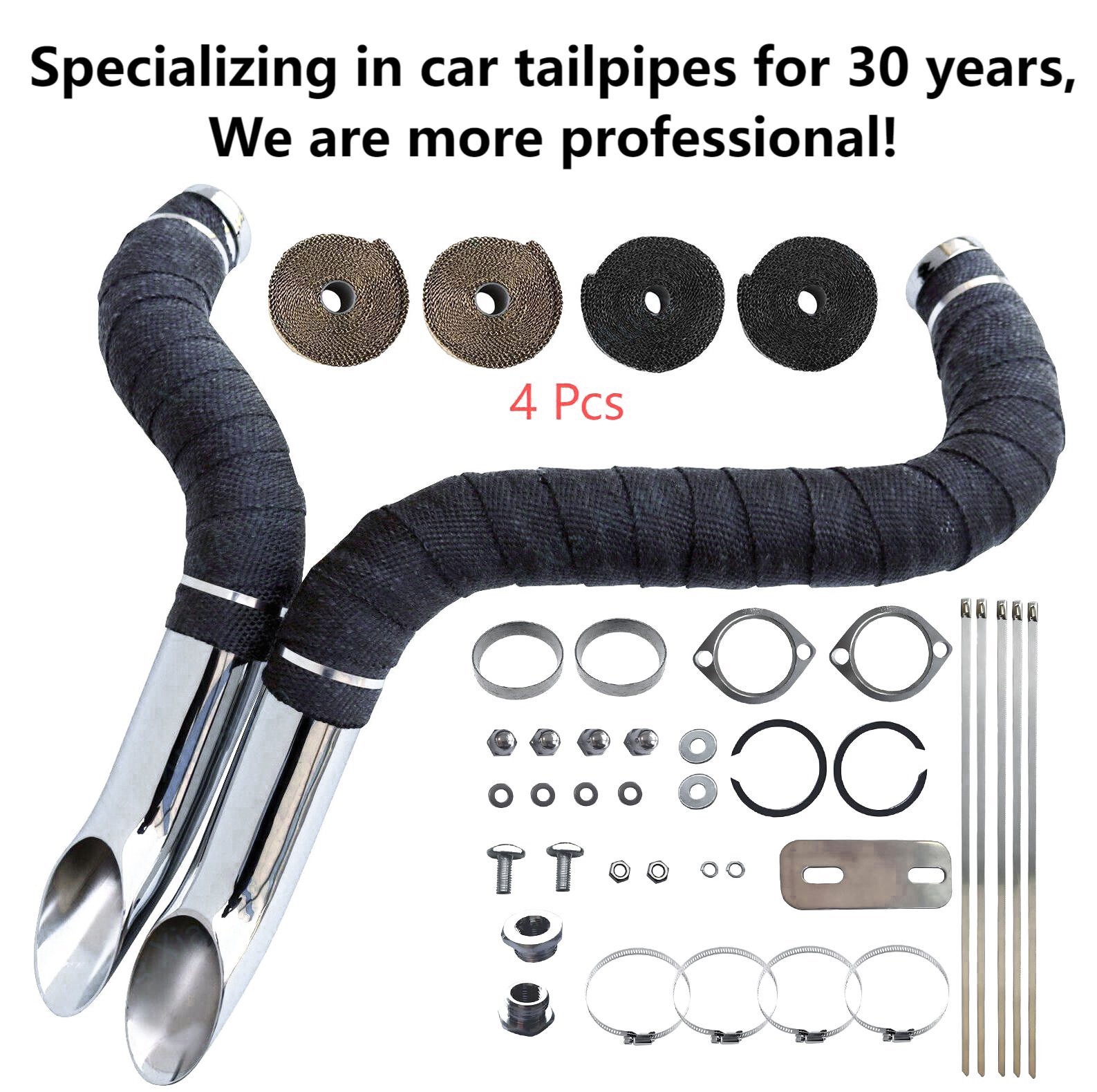 2″ LAF Chrome plating Exhaust Pipes w/ Flange Kits for Harley Sportster Softail