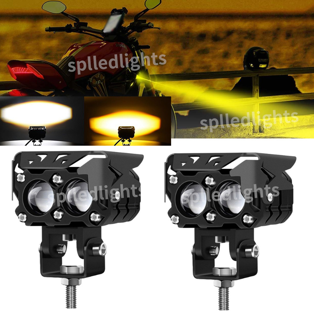 2X Mini LED Work Light Pod Auxiliary Driving Fog Amber/White Motorcycle ATV UTV