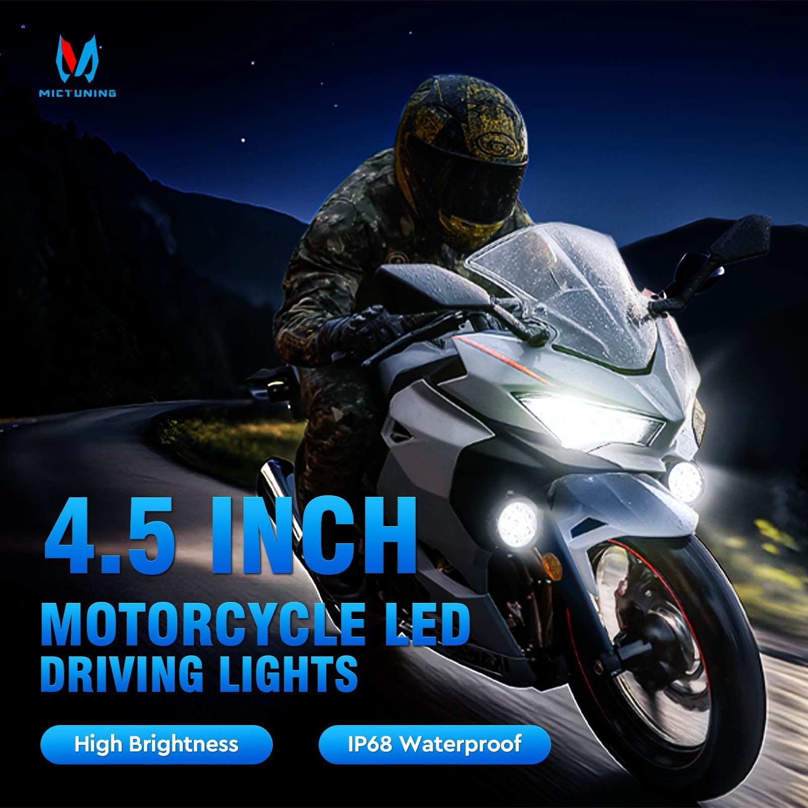 120W 13650LM LED Motorcycle Driving Fog Spot Lights Auxiliary Lamp White+Amber
